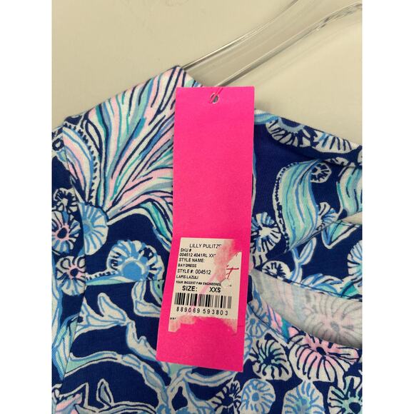Lilly Pulitzer NWT Bay Dress Lapis Lazuli Your Biggest Fan Blue XXS Preppy - Picture 4 of 7